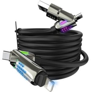 4 in 1 Charging Cable (6.6FT), MAX 240W Chubby Cable Multi USB C Charging Cable with